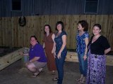 Aficionados of Angie (center) and her exercise classes came out to sign the foundation and offer their congratulations on her upcoming gym.