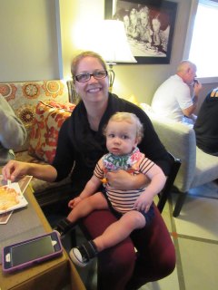 Paxton is giving me the side-eye because I distracted his mom from delivering the pasta to his belly.