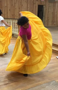 Ballet Folklorico de Ocracoke Fifth grader Amy Ortiz, the youngest dancer.