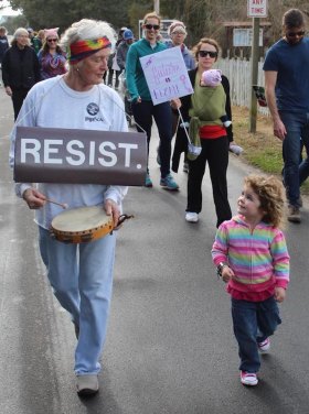 Ocracoke to March in Solidarity Mickey Baker and Rowan Winslow at the Moral March