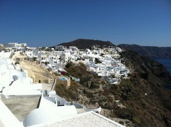Hospitality Professionals on Vacation The view from Jamie and Brian Carter's honeymoon nest in Greece. Congratulations!