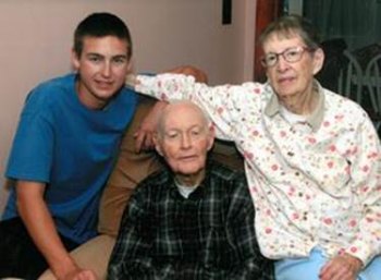 Obituary for Clyde Austin Clyde with grandson Casey Tolson, and wife, Virginia