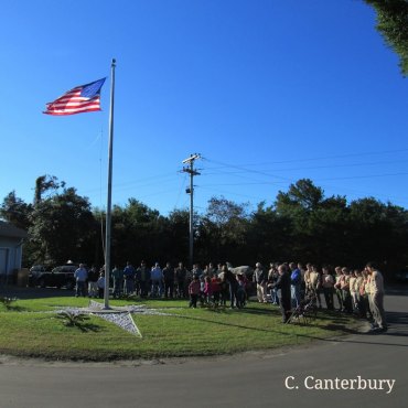 With Thanks to Those Who Served Ocracoke's first graders greet the veterans.