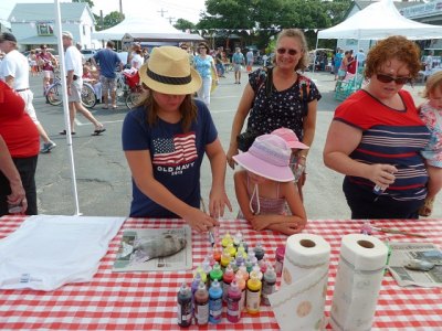 Ocracoke Child Care teaches visitors to make their own one-of-a-kind Fish Print T-shirts.