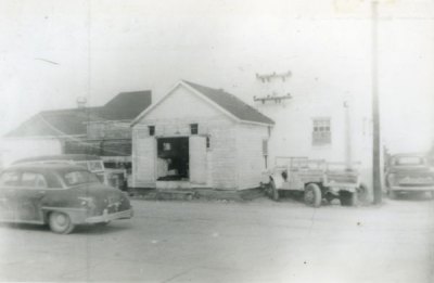 The front of the historic power building, facing the Community Square parking lot