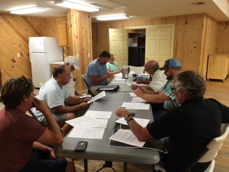 Hard at work on their agenda. Clockwise: Erick, Vince, Rudy, David, Darlene, Bill, Daniel, Tom