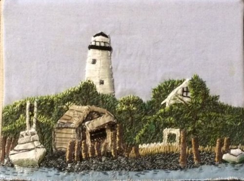 Another Successful OPS Art Show! Tosha Collins's embroidered lighthouse sold for $200.