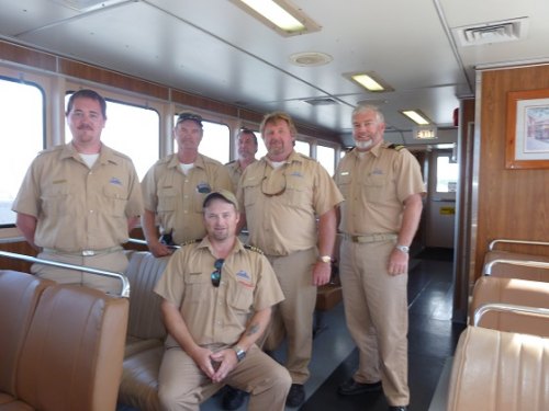 (l-r) Daniel Smith, Randy Willis, Chief Engineer C.G.Giliken, Glenn Salter, J.P. Morris. (seated) Captain Steven Goodwin.