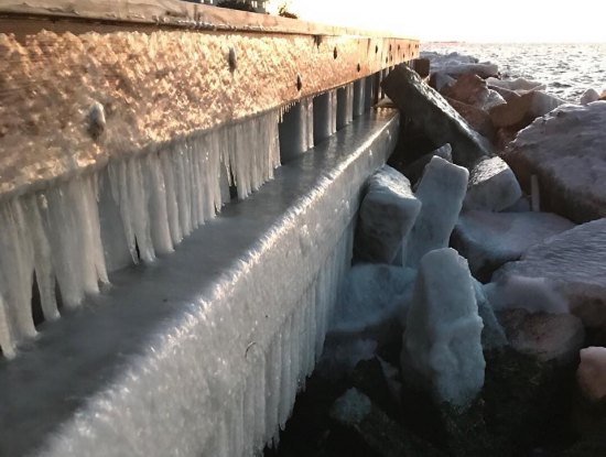Baby, It's Colder Tiny icicles on the dock